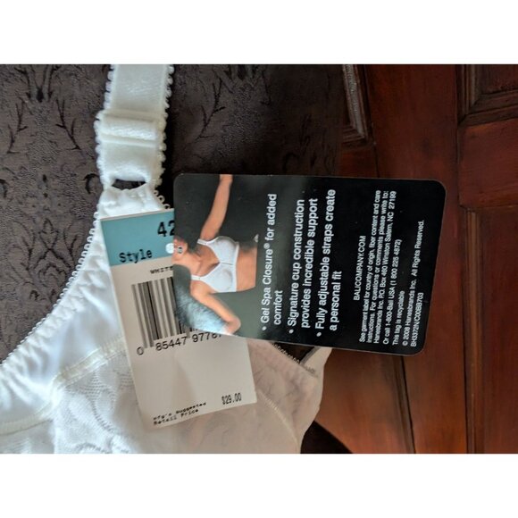 Bali Double Support Wirefree Bra Style 3372 Spa White Size 42C Lace Design - Picture 4 of 7